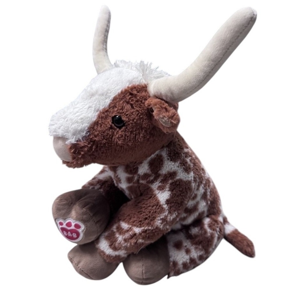 Build-A-Bear Texas Longhorn Spotted Cow Steer Bull Stuffed Plushie Animal 14" - Picture 2 of 11